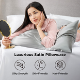 Juego de 2 fundas de almohada de Satín (satén). Marca Bedsure. Color gris - Silver gray.